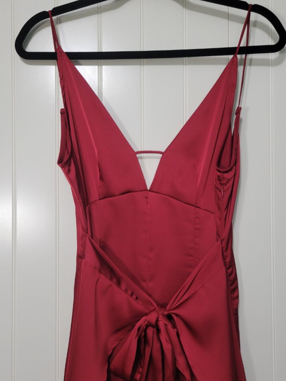 Amylynn Crimson Satin Tie Waist Dark Romantic Vamp Goth Indie Sleaze Midi Dress - Picture 6 of 16